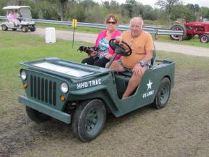 "Sheet metal, rivets and a paint job" turned this golf cart into a "Jeep"