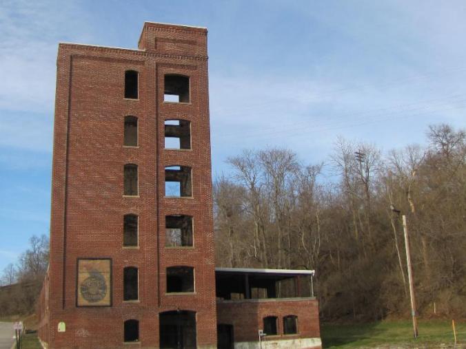 The remaining structure from what used to be a huge manufacturing complex on the White River in Richmond.