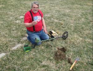 Maj finding a gold ring on one of the first times that we went detecting.