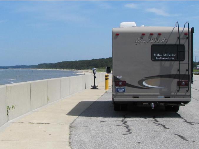 Our coach parked at a "Scenic viewpoint" on Fishermans Island National Wildlife Preserve just at landfall from the CBBT