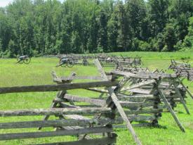 Fences are the Union lines, the Confederates attacked from the tree line.