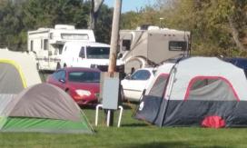 That's our RV on the right in the background, set up at the old school campground at Bridgeton Indiana