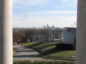 View from James Whitcomb Riley's grave: Indy skyline
