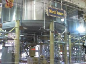 Mash tank in the brew house. The production areas were not only spotless, but the building interior painted and beautiful.